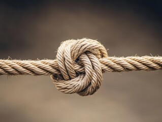 Poster - Intricate Close-Up of a Beautifully Tied Knot Showcasing Textures and Patterns Against a Soft Natural Background with Subtle Lighting and Depth