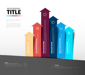 Poster - A colorful infographic with upward arrows representing multi-step progress, data flow, or success. Each arrow is distinct in color and contains placeholder text and icons.