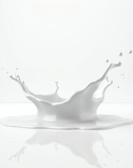 Aufkleber - a splash of milk creating a crown-like shape, with droplets scattered around it. The texture is smooth and fluid