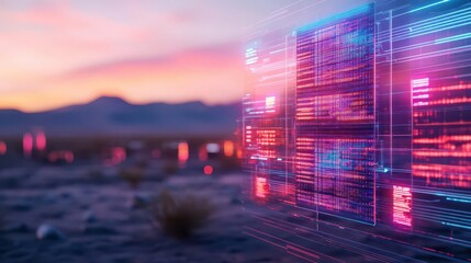 Fototapete - Vibrant Computer Screen Displaying Colorful Data and Graphs in a Modern Workspace Creating a Dynamic and Engaging Visual Technology Experience
