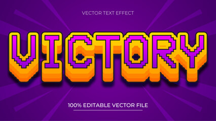 Poster - Victory futuristic gradient pixel editable text effect