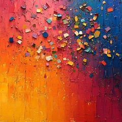 Poster - Abstract Colorful Textured Painting with Fragmented Shapes and Gradient Background