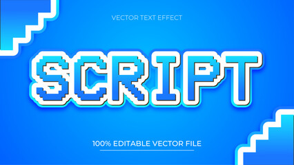 Poster - Script editable text effect template with pixel blue style