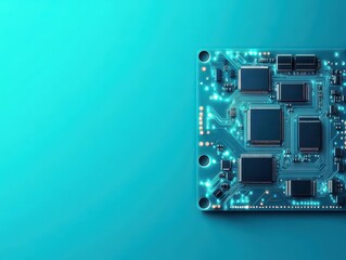 Poster - Intricate Close-Up of a Circuit Board Showcasing Detailed Components and Connections in a High-Tech Environment Reflecting Innovation and Technology
