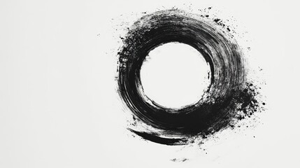Poster - Abstract circular ink design on a white background, showcasing artistic brush strokes and texture