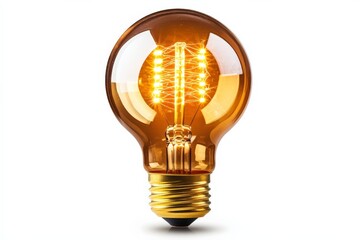 Aufkleber - Vintage style amber light bulb with glowing filament showcasing warm illumination in a clean setting