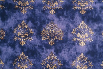 Poster - Elegant gold and purple damask pattern perfect for interior design or fashion projects