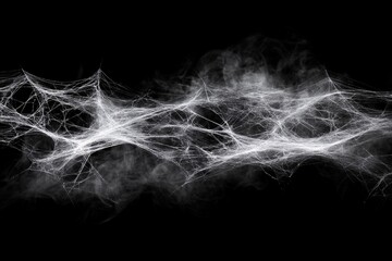 Fototapete - Intricate web design displaying delicate strands and ethereal qualities in a dark setting