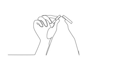 Poster - Self drawing animation of continuous one line drawing two hands breaking cigarette into 2 parts. Blunt refusal to not smoke. Bad habit does not benefit. Cigarette smoke is poison. Full length animated