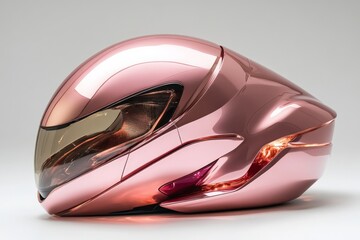 Poster - Stylish futuristic helmet design showcased in a sleek studio setting with soft lighting
