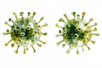 Poster - Detailed illustration of virus structures showing multiple features and characteristics in a scientific context