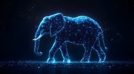 Aufkleber - A digital rendering of an elephant, composed of interconnected nodes of light, evokes a sense of serenity and wonder. Animal star constellation. Sky zodiac horoscope background style