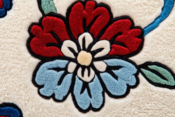 Aufkleber - Colorful floral design on a textured rug with intricate detailing