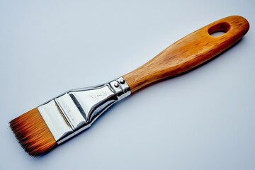 Poster - Paint brush with wooden handle and flat bristles for art and craft projects