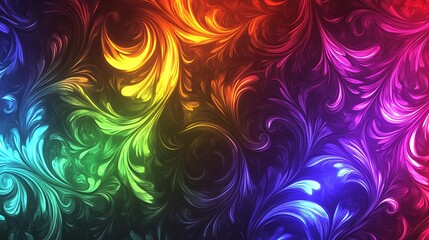 Poster - A vibrant digital painting of ornate colorful floral patterns