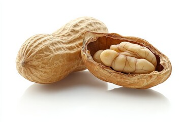 Aufkleber - Nuts in their natural state on a white background showcasing the texture and details of the shell and kernels