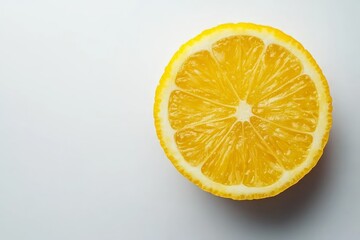 Poster - Sliced lemon showcasing vibrant yellow color and juicy segments on plain background