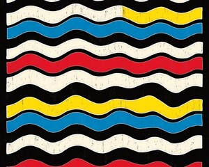 Poster - A colorful abstract wavy pattern with various contrasting colors and shapes