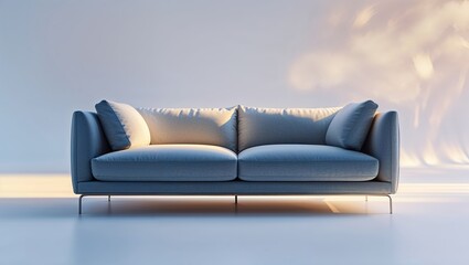 Poster - elegant modern sofa in a softly lit room creating a serene atmosphere for relaxation and comfort