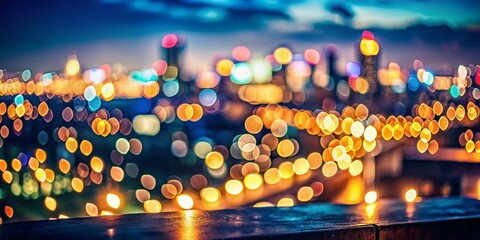 Poster - Bokeh Lights Photography Background, Abstract Blurred Lights, Festive Sparkle, Soft Focus, Night Cityscape