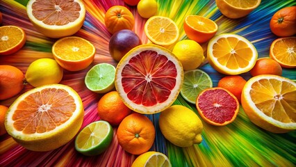 Wall Mural - Bold Vibrant Citrus Fruit Pop Art Long Exposure Photography