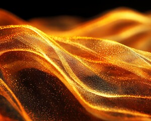 Poster - Abstract art featuring flowing waves with a shimmering gold appearance