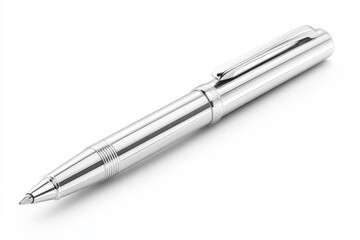 Poster - Sleek silver pen resting on a clean surface, showcasing its elegant design and functionality for writing tasks