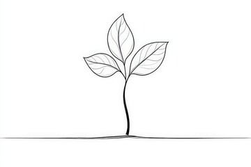 Aufkleber - Symbolic representation of a young plant growing from the ground in a minimalistic style