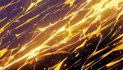 Poster - Abstract Golden Lightning Strikes on Dark Background for Creative Use