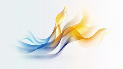 Poster - Soft blue yellow thin transparent on white backgrounds curve wave illustration fire flame burn blaze abstract futuristic modern minimal mix gradient curl.
