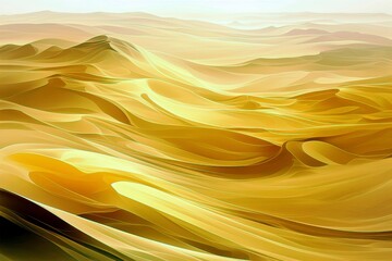 Poster - Golden Waves of Abstract Sand Dunes with Smooth Textures and Gentle Curves in a Serene Landscape Composition for Backgrounds and Designs