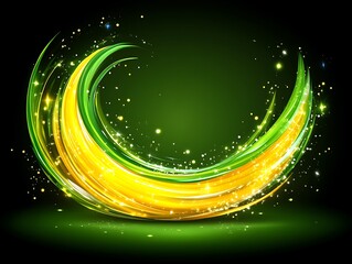 Poster - A vibrant curved design with radiating luminous green and yellow streaks