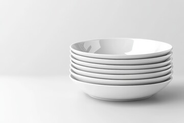Leinwandbilder - Stack of white ceramic bowls arranged neatly on a plain surface in a well-lit setting