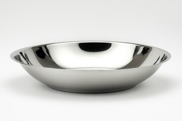 Leinwandbilder - Stainless steel bowl on a plain background showcases modern kitchen design and functionality for everyday use
