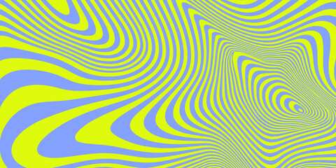 Aufkleber - Abstract Geometric Wavy Background. Cool Acid Lines Optical Illusion Art Vector Design. Groovy Trippy Hippy Pattern. Psychedelic Y2k Texture Bg.