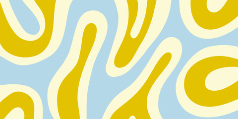Poster - Abstract Trippy Hand Drawn Groovy Pattern Vector Design. Fun Vintage Y2k Wavy Texure. Curvy Psychedelic Background.