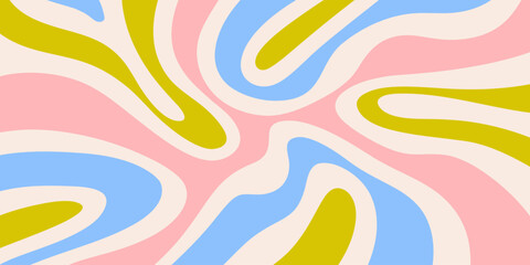 Poster - Abstract Trippy Hand Drawn Groovy Pattern Vector Design. Fun Vintage Y2k Wavy Texure. Curvy Psychedelic Background.