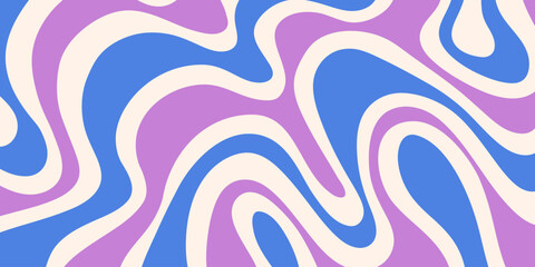 Poster - Abstract Trippy Hand Drawn Groovy Pattern Vector Design. Fun Vintage Y2k Wavy Texure. Curvy Psychedelic Background.