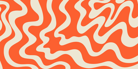 Aufkleber - Abstract Trippy Hand Drawn Groovy Pattern Vector Design. Fun Vintage Y2k Wavy Texure. Curvy Psychedelic Background.