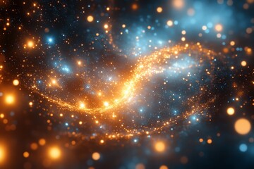 Aufkleber - Vibrant cosmic swirl of stars and nebulae in a deep blue and orange galaxy
