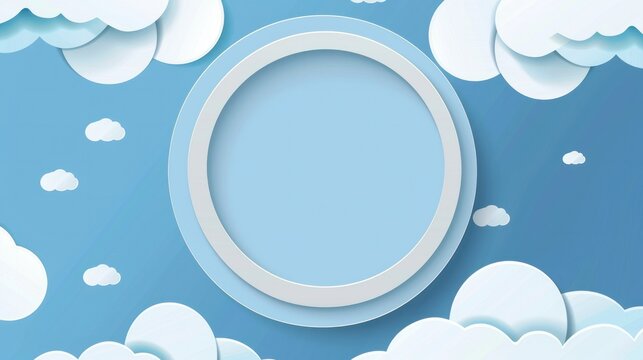 Round circle frame cloudscape paper art border illustration backgrounds creativity simplicity elegance.