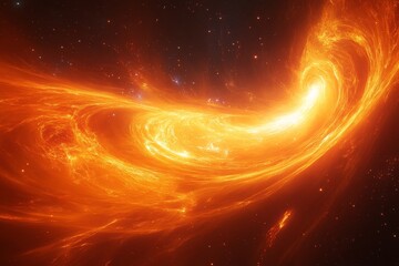 Poster - Stunning cosmic swirl of vibrant orange and yellow colors in deep space at an unspecified time