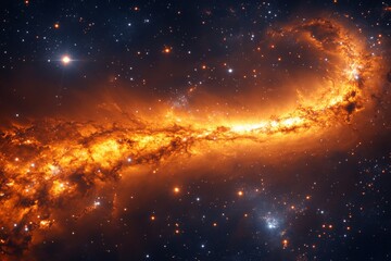 Poster - Cosmic elegance observed in the vibrant tail of a distant galaxy illuminated by dazzling starlight