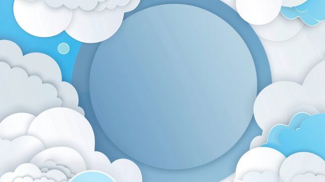 Round circle frame cloudscape paper art border illustration backgrounds creativity simplicity elegance.