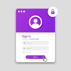 Aufkleber - Set of Sign Up and Sign In forms. Registration and login forms page. Professional and User-friendly web and UI UX design elements. Modern Sign in and Register page. Username, email and password.