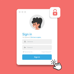 Aufkleber - Set of Sign Up and Sign In forms. Registration and login forms page. Professional and User-friendly web and UI UX design elements. Modern Sign in and Register page. Username, email and password.