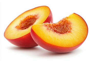Aufkleber - Freshly sliced peaches display vibrant colors and juicy texture, perfect for summer recipes or snacking