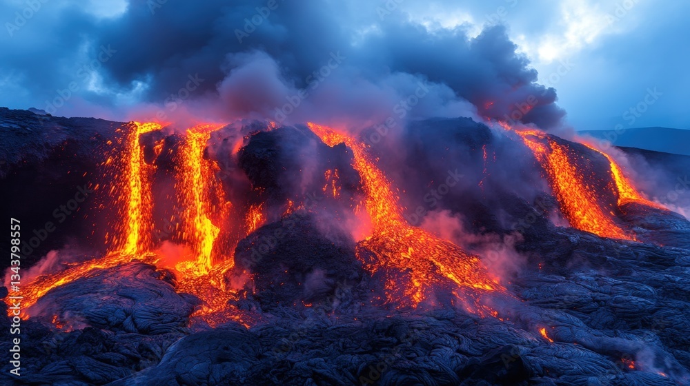 Example Of Pyroclastic Flow Fast-moving pyroclastic flow descends a volcano, showcasing the raw ...