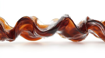Poster - Abstract wave of brown liquid resembling coffee, flowing gracefully against a white background, highlighting fluid motion