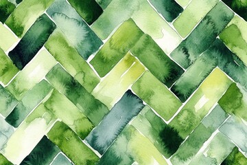 Poster - Beautiful green watercolor woven pattern showcasing various shades in an artistic design